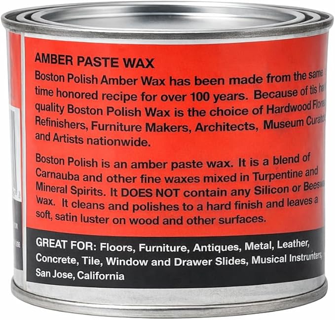 Boston Polish Amber Paste Wax - Hard Finish Surface Protection Wax, 16 oz