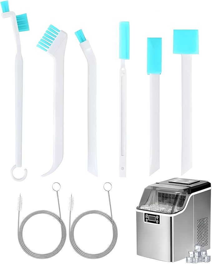 10 PCS Ice Machine Cleaner Brush Sets - Ice Maker Cleaning Tools - 2 PCS Straw Cleaner Brush & Machine Cleaner, 8 PCS Crevice Tools, Essential Kit for Maintenance & Dry Ice Cleaning