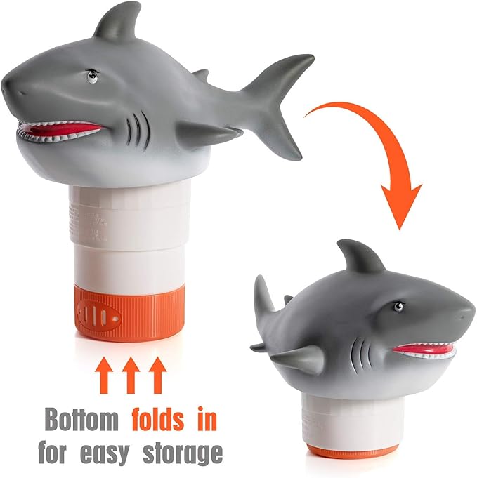 XY-WQ Chlorine Floater, Floating Pool Chlorine Dispenser (Shark), Fits 1 and 3 Inch Tablets for Large and Small Pools, Hot Tub, Spa