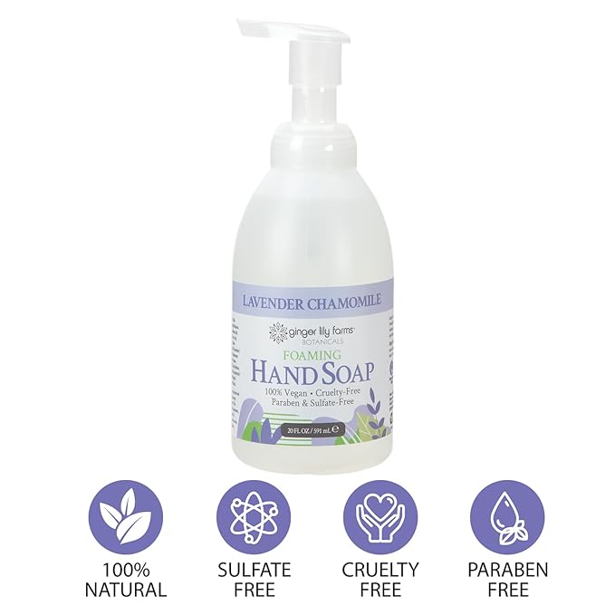 Ginger Lily Farms Botanicals All-Purpose Foaming Hand Soap Refill, 100% Vegan & Cruelty-Free, Lavender Chamomile Scent, 20 Fl Oz (Pack of 8)