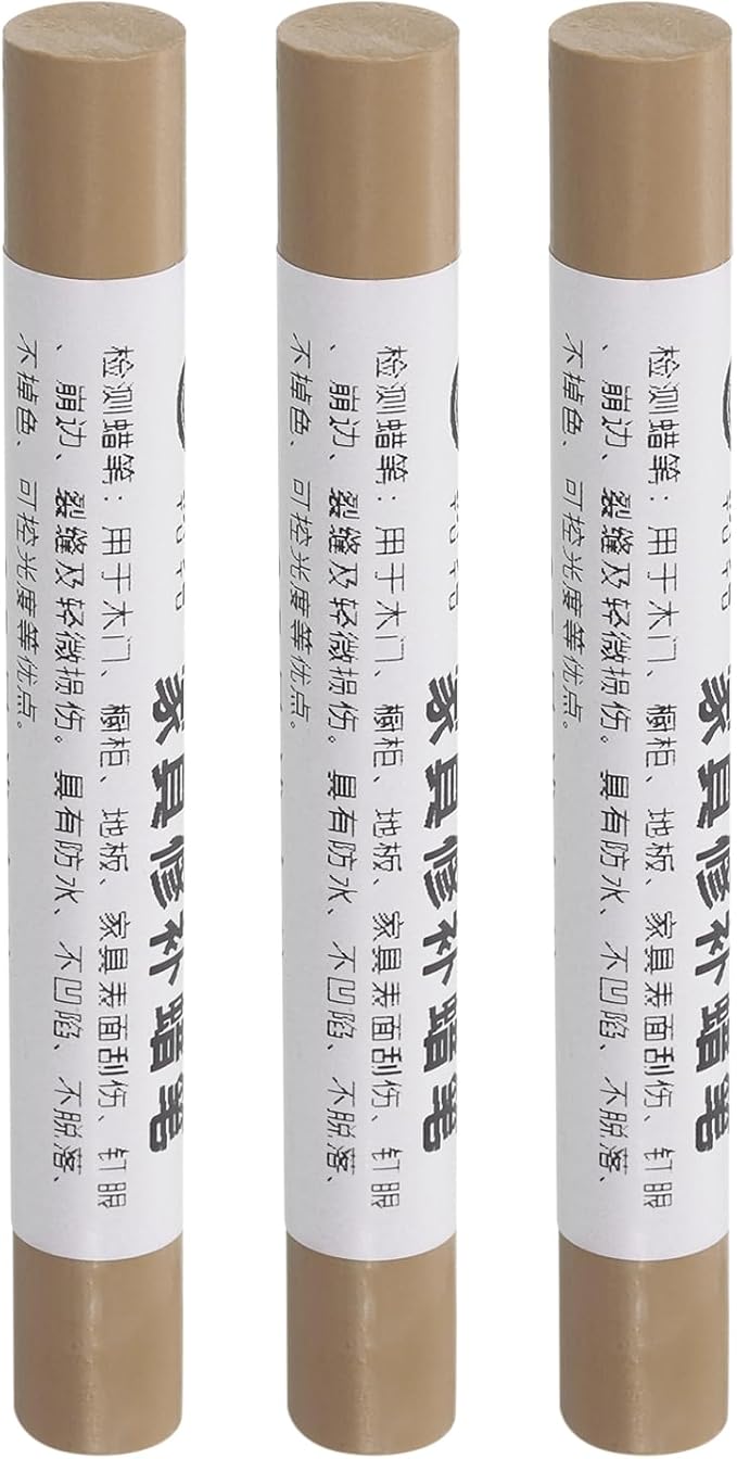 uxcell Furniture Repair Crayons, 3Pcs - Wood Wax Filler Stick, Furniture Markers Touch Up - for Scratches Holes Tables Desks Wooden Floors Cover Ups, Brown Grey Pattern