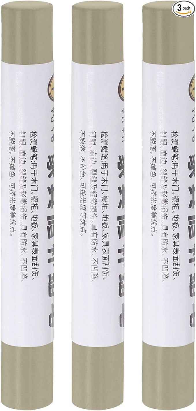 uxcell Furniture Repair Crayons, 3Pcs - Wood Wax Filler Stick, Furniture Markers Touch Up - for Scratches Holes Tables Desks Wooden Floors Cover Ups, Warm Elegant Gray