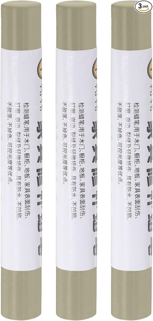 uxcell Furniture Repair Crayons, 3Pcs - Wood Wax Filler Stick, Furniture Markers Touch Up - for Scratches Holes Tables Desks Wooden Floors Cover Ups, Warm Elegant Gray