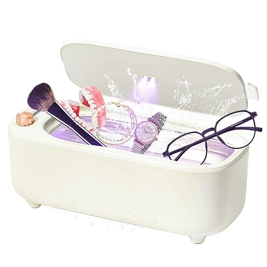 Ultrasonic Jewelry Cleaner with UV – 47kHz Ultrasonic Cleaner Machine with 4 Cleaning Modes for Jewelry, Eyeglasses, Watch Strap, Dentures, Retainers & More – Ivory