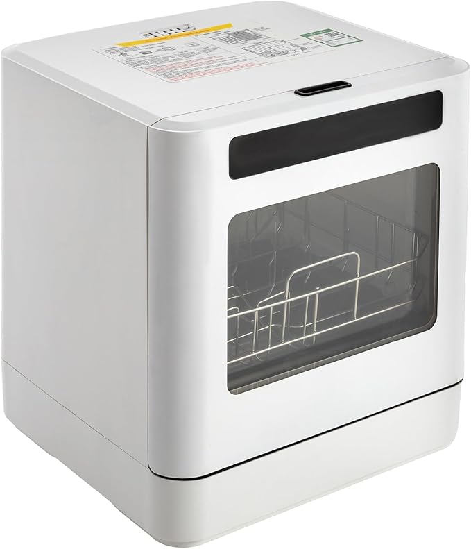 Countertop Dishwasher with 6L Built-in Water Tank, Portable Mini Dishwasher 4 Washing Programs, Counter Top Dishwasher with LED Display for Apartments, Kitchen, 360° Rotating| US Stock