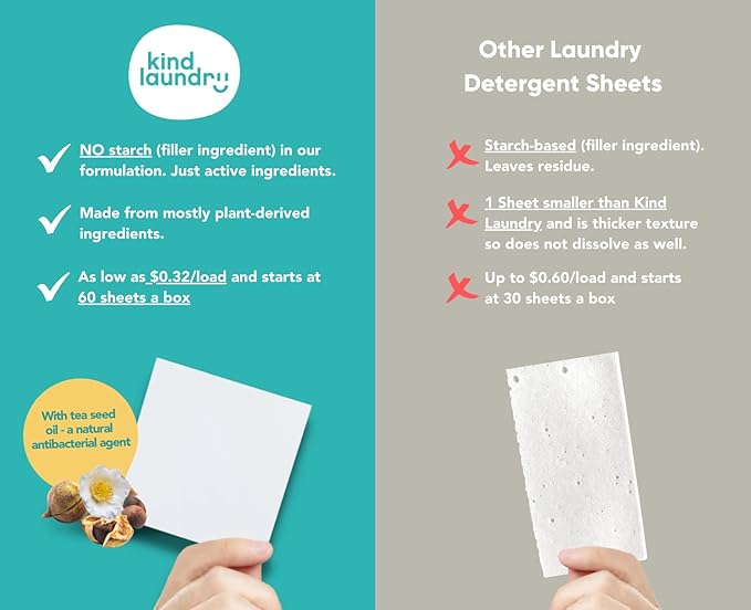 KIND LAUNDRY Detergent Sheets (Ocean Breeze) and Vegan Stain Remover Bar & Pre-Treater (5 oz)
