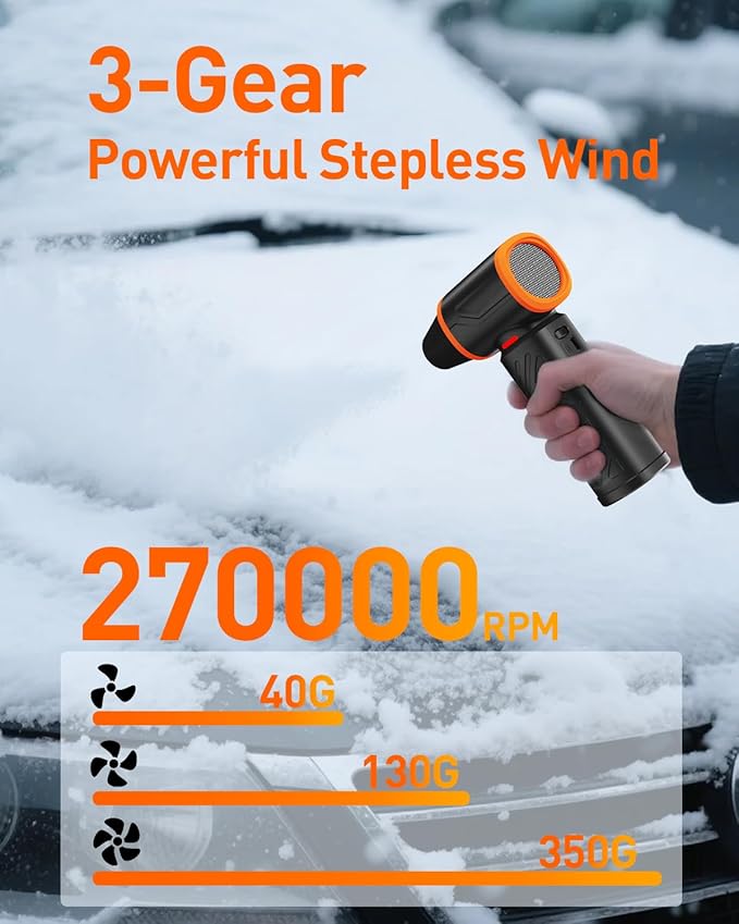 V40 Compressed Air Duster-270000RPM 350G Super Power Electric Air Duster, 10000mAh Cordless Rechargeable Brushless Motor Snow Blower, Stepless-Adjustable Air Blower for PC, Keyboard, Home, Car