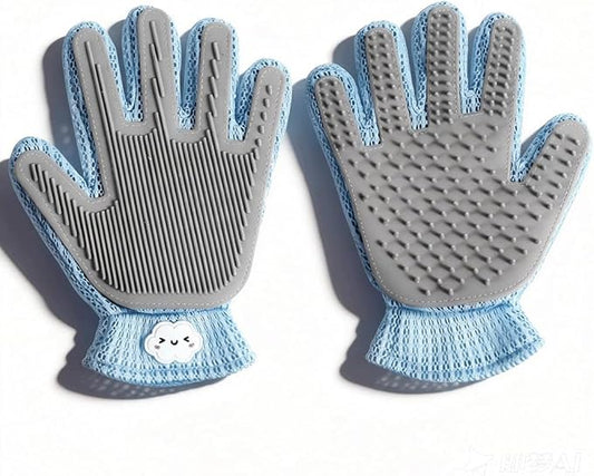 Gentle Pet Hair Removal Gloves - Efficient Cat & Dog Mitt Brush for Shedding - Grooming and Deshedding Tool for Long or Short Fur Pets - Perfect for Bathing & Massage