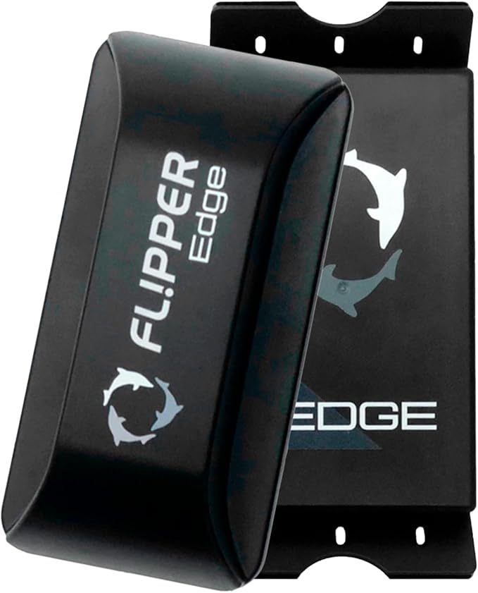 FLIPPER EDGE Standard Magnetic 2-in-1 Aquarium Cleaner for Glass and Acrylic Tanks up to 1/2" (12mm) Thick – Dual Blade Design with Floating Algae Scraper and Cleaning Tool – Black