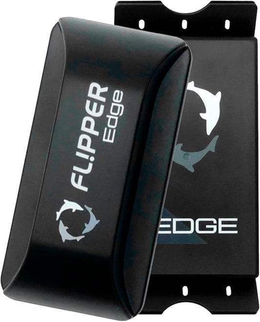 FLIPPER EDGE Standard Magnetic 2-in-1 Aquarium Cleaner for Glass and Acrylic Tanks up to 1/2" (12mm) Thick – Dual Blade Design with Floating Algae Scraper and Cleaning Tool – Black