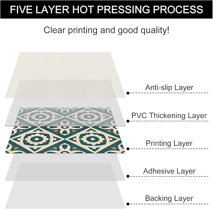 10PCS 12x12 Inch Vintage Heart Floral Pattern PVC Floor Tiles Peel and Stick Removable Self Adhesive Vinyl Flooring Stickers for Bathroom Kitchen Bedroom Home Decor