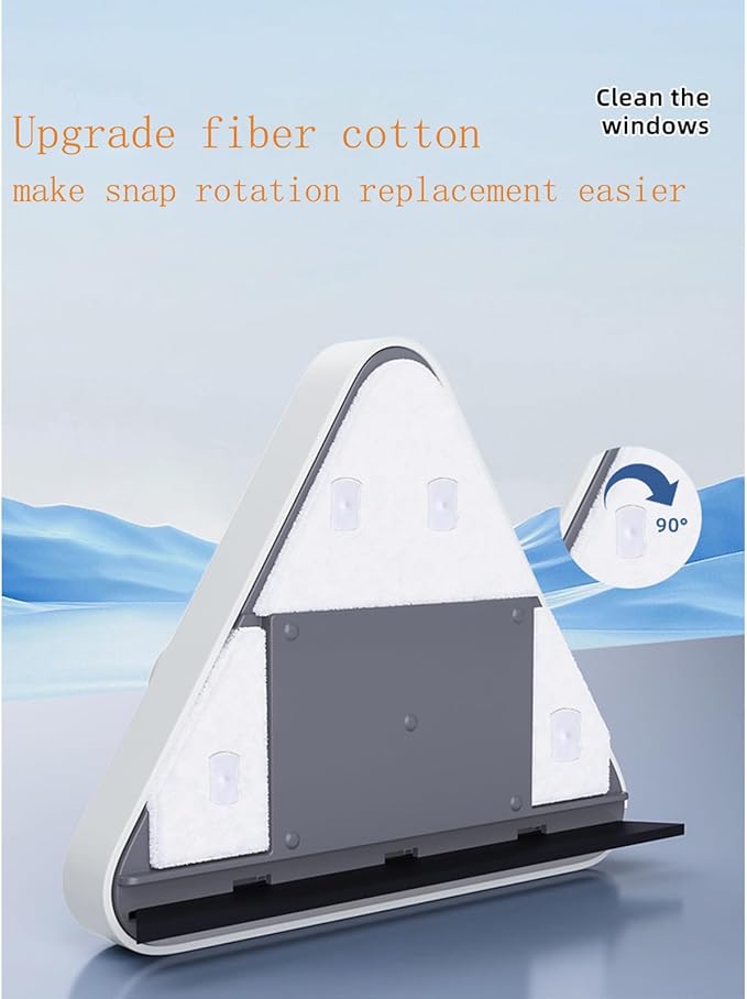 Windshield Magnetic Car Window Cleaner,Magnetic Windshield Cleaner Tool, Double-Sided Window Cleaner Glass Wiper, Triangle Shape, White(Glass 3-10mm)