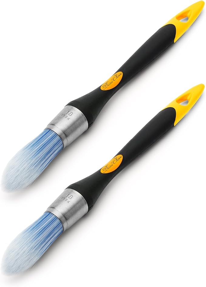 Bates- Trim Paint Brush, 2 pcs, 0.75 Inch, Black & Orange Ergonomic Non-Slip Handle, Synthetic Bristles, Trim Brushes for Painting