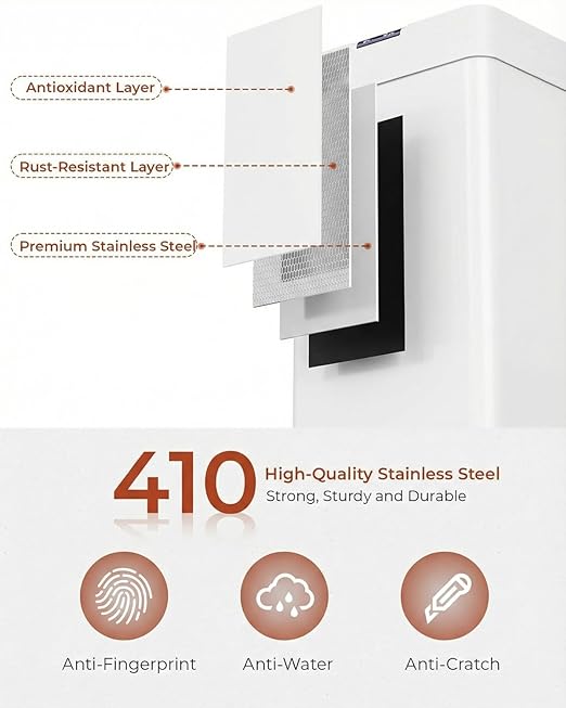 TLSUNNY 18.5 Gallon Motion Sensor Trash Can,Touchless Automatic Garbage Can,Brushed Stainless Steel Smart Bin,with Bag Holder,Soft Close Lid,for Kitchen,Office,RV,Bedroom,Living Room (White, 70L)
