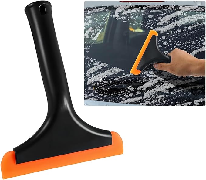 Small Silicone Window Squeegee, Car Windshield Silicone Squeegee, Auto Windshield Water Blade Scraper with 5.9 Inch Blade and Non-Slip Handle for Window, Mirror, Glass Door (Black)