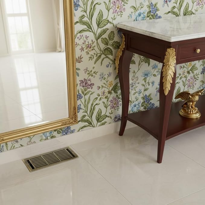 EMPIRE REGISTER CO Linear Design, Heavy Duty Floor Vent Covers, Metal Damper Attached. Vent Covers for Floor only. (Floor, Antique Brass, 4 x 10 inch (Pack of 1))