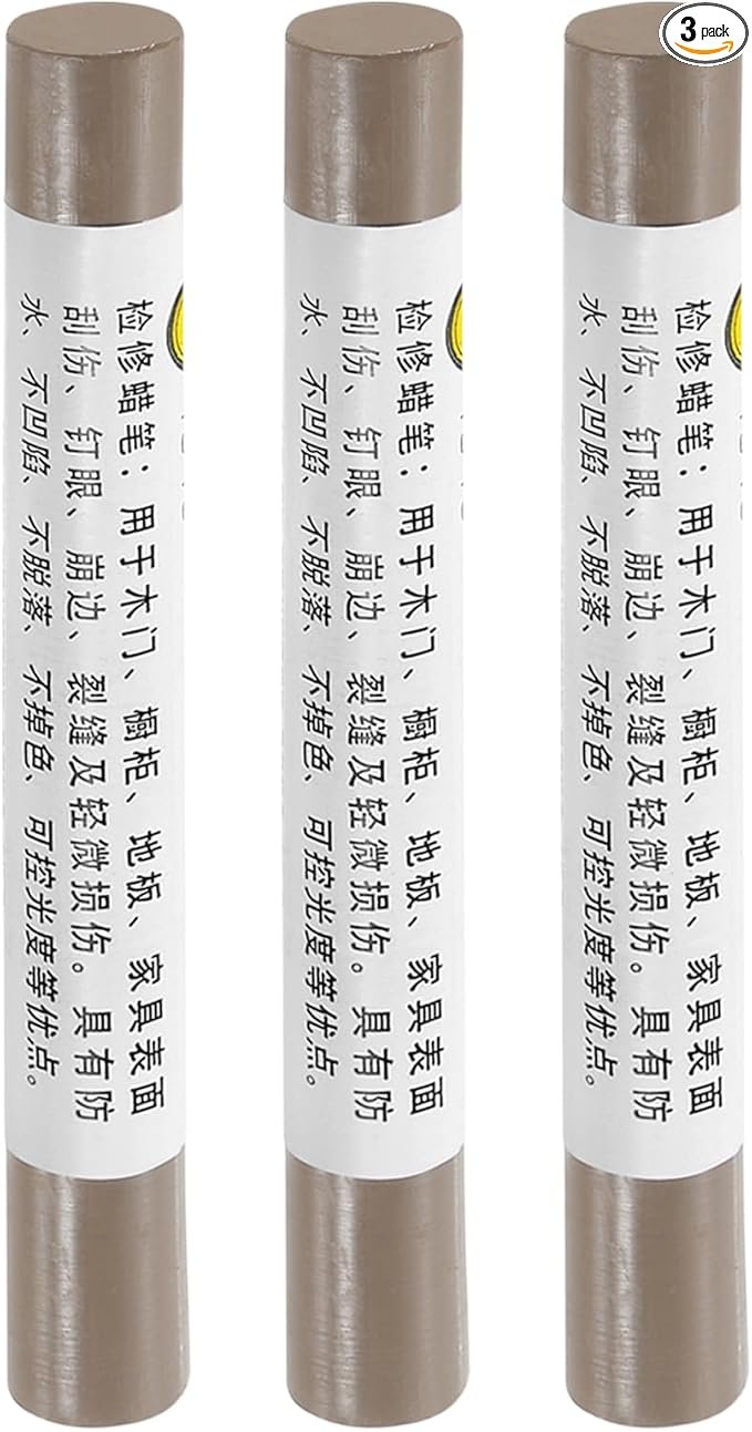 uxcell Furniture Repair Crayons, 3Pcs - Wood Wax Filler Stick, Furniture Markers Touch Up - for Scratches Holes Tables Desks Wooden Floors Cover Ups, Gray Cloth
