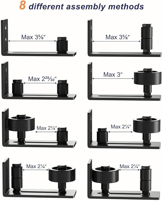 SMARTSTANDARD Sliding Barn Door Floor Guide for Bottom Adjustable Roller - 8 Setup Options for DIYers - Flush Design Bottom Flat Barn Door Floor Guide Stay Roller (Black) 1PCS