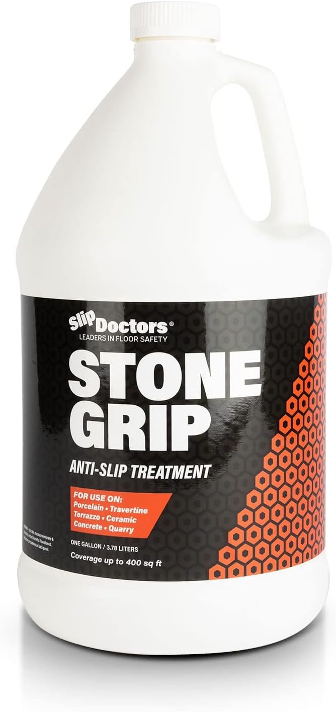 Stone Grip Industrial (Gallon) Non-Slip Floor Treatment for Tile and Stone to Prevent Slippery Floors. Indoor/Outdoor, Residential/Commercial, Works in Minutes for Increased Traction