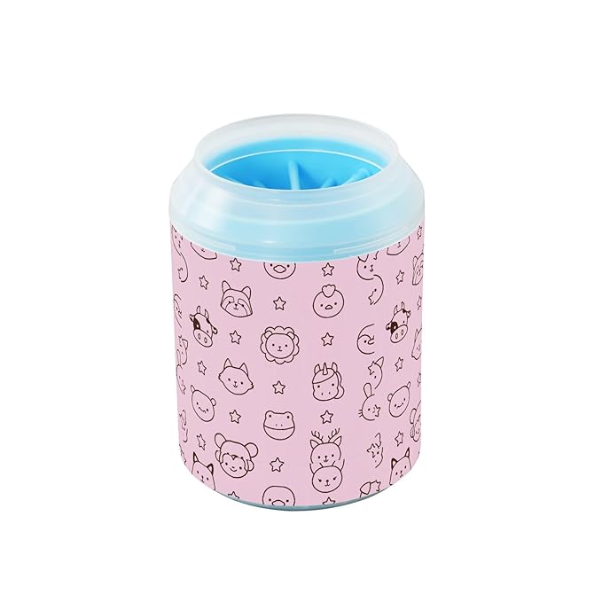 Dog Paw Cleaner Cups for Dogs Pets Foot Washer Paw Scrubber for Medium Small Cats Dogs Cleaning Cup Kawaii Line Animals Stars Pink Png