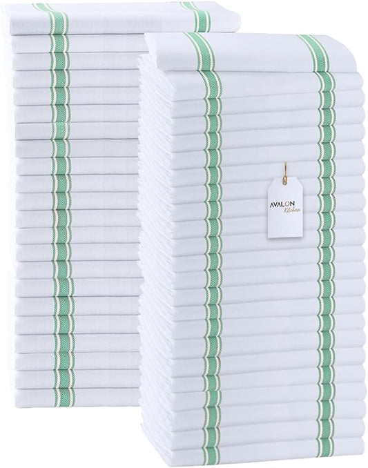 Dish Towels Set (Value Pack of 45) Size 15x25 Inch, 100% Cotton Soft & Absorbent Kitchen Towels, Tea Towels, Reusable Cleaning Cloths for Household Cleaning (Green)