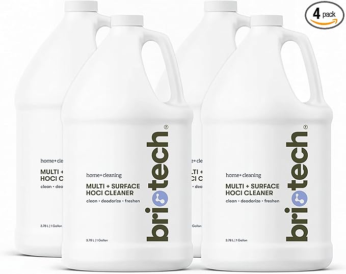 BRIOTECH Extra Strength HOCl Cleaner, 500 PPM Hypochlorous Acid Concentrate, ULV Foggers & Humidifiers, Professional Deodorizer for Dental, Offices, Schools, Homes, Peroxide Free, 1 Gallon (4 Pack)