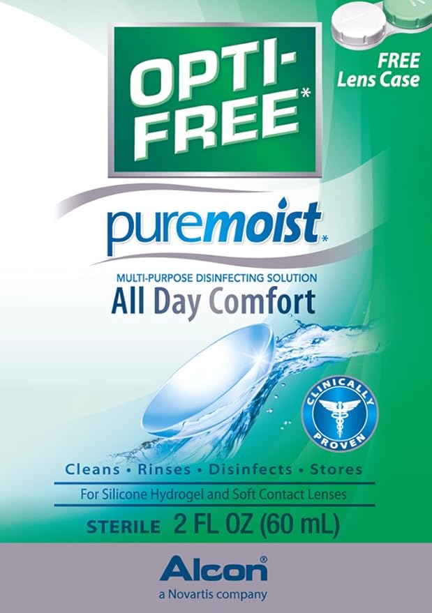 Opti-Free Puremoist Multi-Purpose Contact Lens Cleaning and Disinfecting Solution with Lens Case, 2 Fl Oz (Pack of 1)