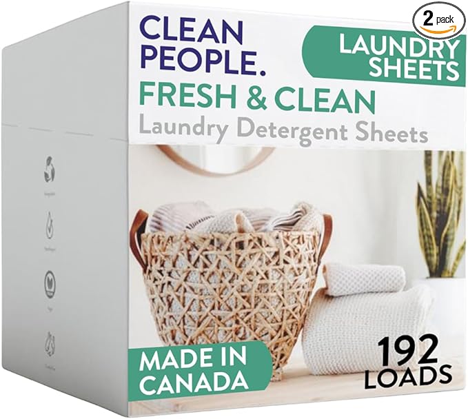 The Clean People Laundry Detergent Sheets - Laundry Soap - Ultra Concentrated, Recyclable Packaging, Stain Fighting - Fresh Scent, 192 Pack