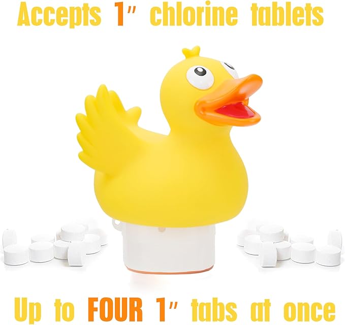 Duck Chlorine Floater for 1" Tab ONLY, Mini Floating Pool Chlorine Dispenser