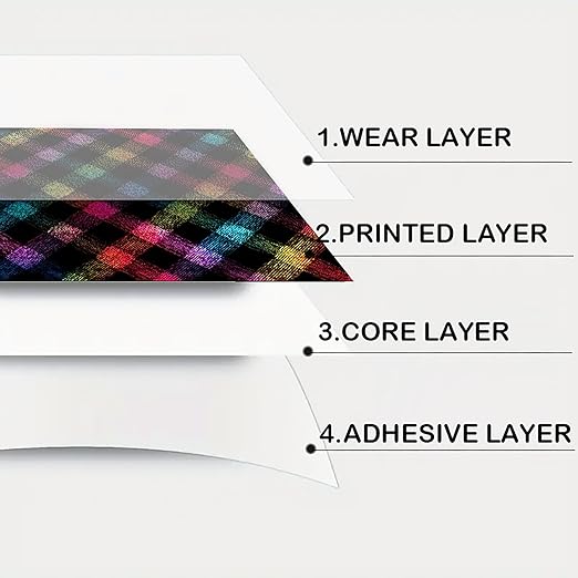 Nuxovilar Peel and Stick Vinyl Floor Tiles - 12x12 Inch Colorful Plaid Pattern, 10 Pcs Self-Adhesive Flooring for Easy Installation
