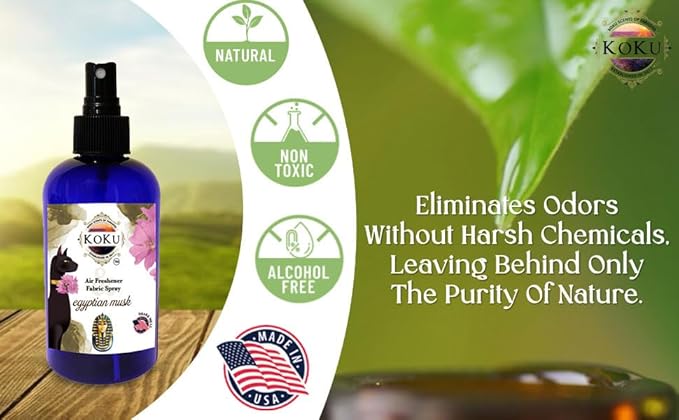 Egyptian Musk Air Freshener - Room Spray - Odor Eliminator - Deodorizer - Car Air Freshener - Home Spray - Linen Spray - Fabric Refresher - Non-Toxic - Alcohol Free - Made in USA (4 Oz)