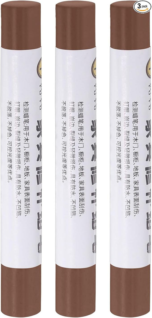 uxcell Furniture Repair Crayons, 3Pcs - Wood Wax Filler Stick, Furniture Markers Touch Up - for Scratches Holes Tables Desks Wooden Floors Cover Ups, Thai Teak Brown
