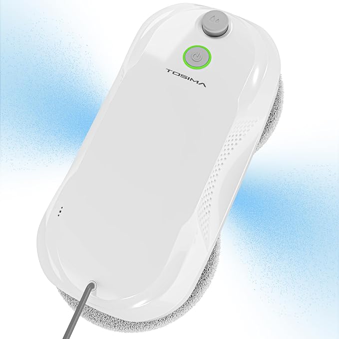 Tosima W5 Window Cleaning Robot, Dual Direction Auto-Spray Smart Window Cleaner with Triple Safety System, Smart Navigation, Remote Control, for All Smooth Surfaces, with 8 Rags (White)