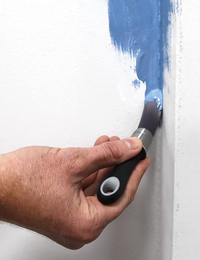 ROLLINGDOG 2 Inch Trim Paint Brush - 1PC 50mm Angled Sash Paint Brush and 1PC Pointed Round Trim Brush for Painting Walls