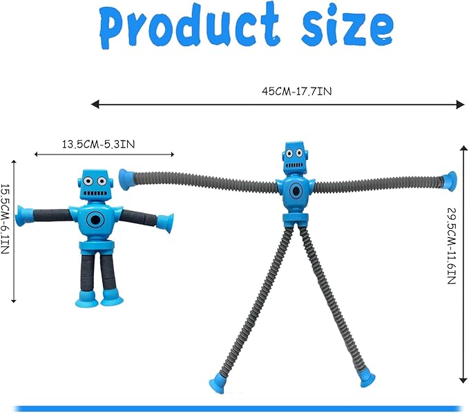 24PCS Robot Suction Cup Toys Pop Tubes，Stress Relief Fun Robot-Shaped Suction Cup Toys for Ages 3+，Autism Sensory Products,Sensory for Kids with Autism，Christmas Easter