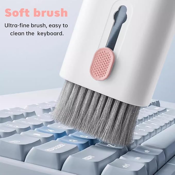 7 in 1 Laptop Cleaning Kit Keyboard Cleaner,Computer Screen Cleaning Brush Tool,Computer Cleaning Tools Kit Corner Gap Duster Keycap Puller(Pink)