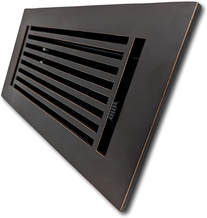 Madelyn Carter 4 x 12 Cast Aluminum Linear Vent Cover with Damper - Oxidized Bronze (Overall: 5.75 x 13.75) | Floor Register - Wall Register