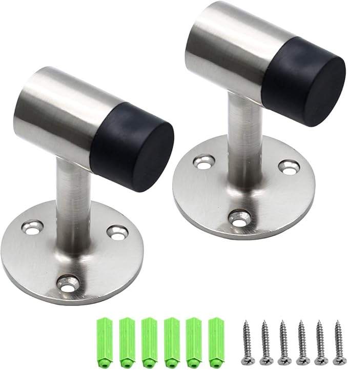 3 Inch / 75mm Heavy Duty Floor Stop, Door Stopper Stainless Steel Brushed Nickel - Pack of 2