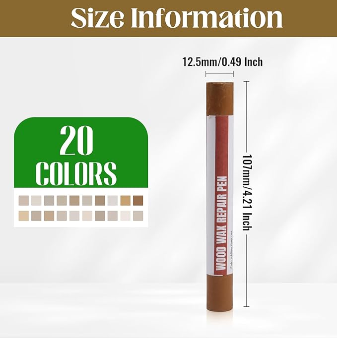 Wood Filler Sticks，20 Colors Wood Repair Wax Crayons Furniture Markers Touch up for Repairing Scratches, Scuffs, Cracks, Dings and Holes in Wood Floors, Cabinets, Furniture (Gray Series)