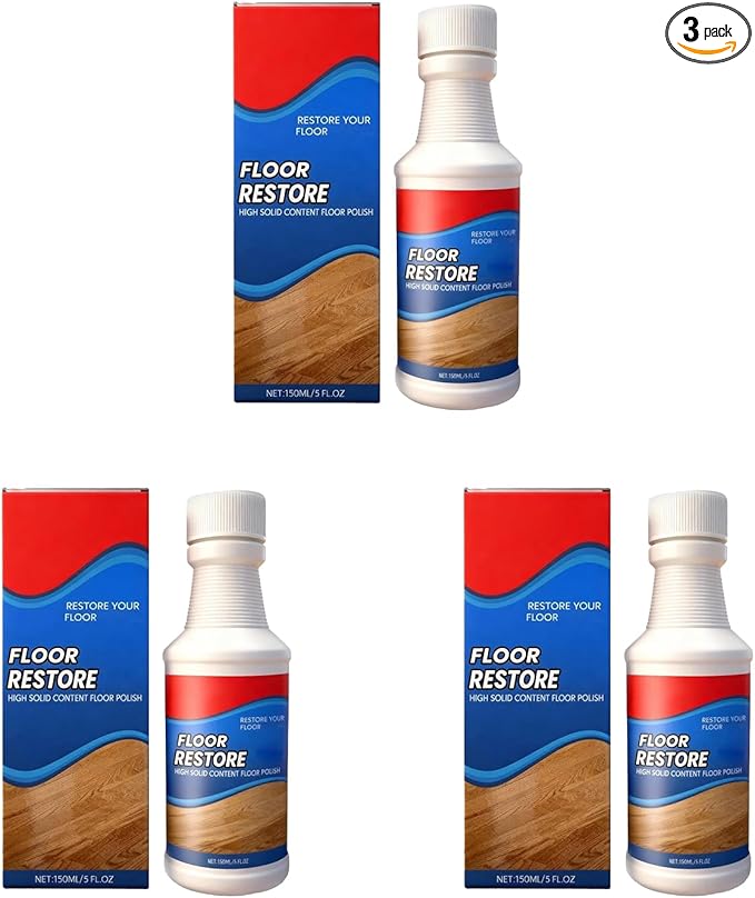 Floor Rescue Cleaner, Floor Repair Polishing Agent for Wood Laminate Tile, Self-Leveling Nano-Fill Refinisher for High-Traffic Areas, No Sanding 5.1 fl oz (150 mL) (3-Pack)