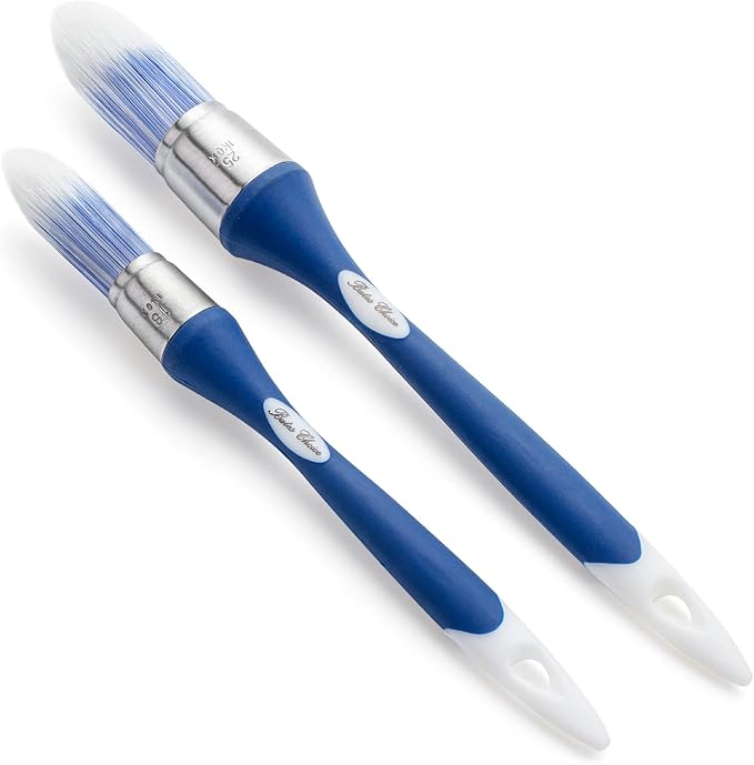 Bates- Trim Brush Set, 1" & 0.6", Blue and White Handle, Trim Paint Brush, Small Paint Brush, Trim Brushes for Painting, Small Brushes for Painting, Paint Brush for Trim, Paint Brushes for Walls