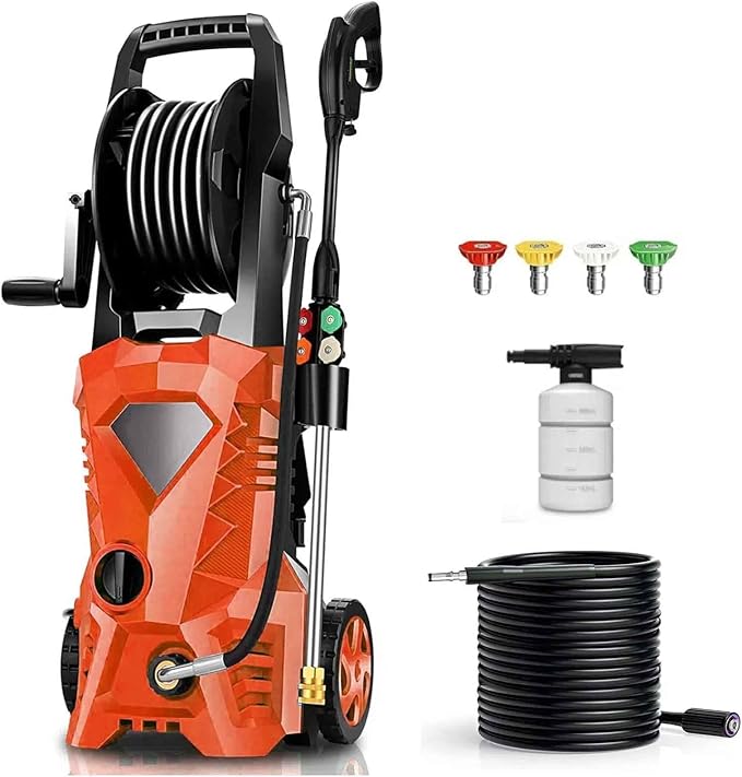 5000PSI Electric Pressure Washer 2026 2.8GPM High Power Washer with 4 Pressure Nozzle and Soap Bottle for Home, Car Washing, Fence Cleaning, Patio (Orange)