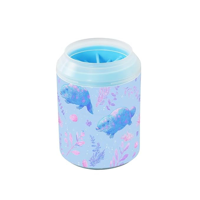 Dog Paw Cleaner Cups for Dogs Pet Foot Washer Paw Scrubber for Small Medium Large Dogs Cats Cleaning Cup Blue Platypus Pink Plants