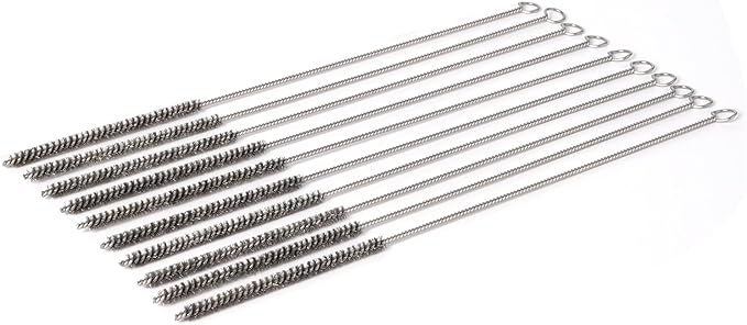 12 Inch Pipe Cleaning Brush Set with Stainless Steel Bristles, Steel Wire Tube Brush Kit for Auto Parts Polishing, Machining, Bottles, Tubes, Etc.（6mm-10pcs）