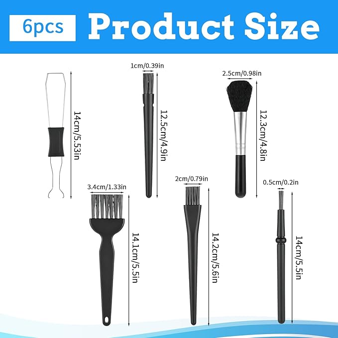 6 PCS Keyboard Cleaning Kit with Keycap Puller, Keycap Remover, Anti-Static Keyboard Cleaning Brush, Key Board Cleaner Kit for Mechanical Keyboards Computer Motherboard Camera Small Space