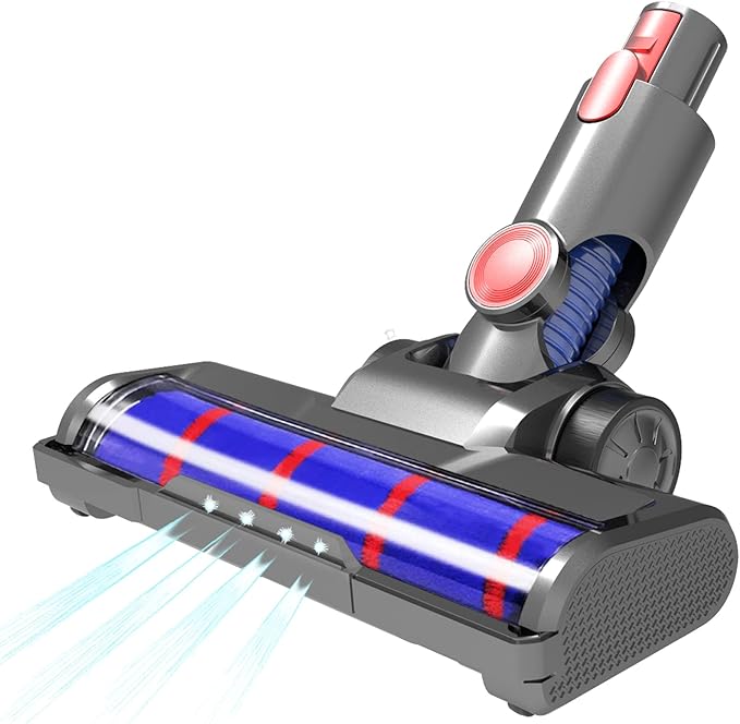 Vacuum Soft Roller Brush Head Replacement for Dyson V7 V8 V10 V11 V15 Hardwood Floor Attachment with 4 LED Lights [v10 Slim, v12, sv18, Ball Series Not Compatible]