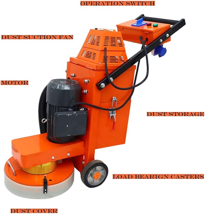 Hand-push Electric Floor Grinding Polishing Machine with Dust Suction Fan for Concrete Cement Road Renovation Paint Removal Dustless 220V