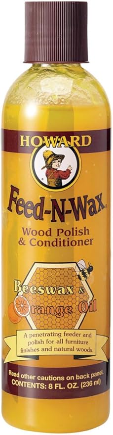 Howard Products Feed-N-Wax Wood Polish & Conditioner, 8 oz, Orange