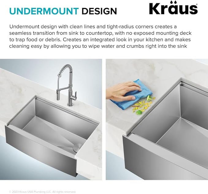 Kraus Kore 30-Inch Rounded Farmhouse Workstation with In Sink Dish Drying Rack, Stainless Steel Kitchen Sink, KWF210-30