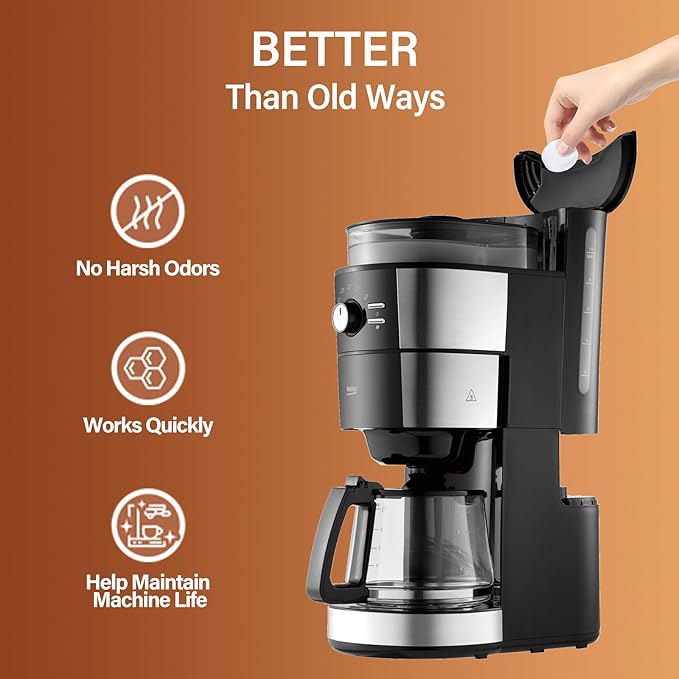 Coffee Machine Cleaner Descaler Tablets-24 Count Coffee Maker Cleaner Tablets Compatible with Breville,Nespresso,Keurig,Ninja,Philips,Miele,Delonghi&more,Descale Drip Coffe And Espresso Machines